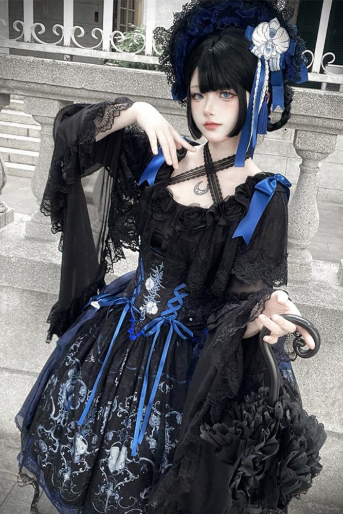 Tantuan ~Linglong Porcelain~ Print Gothic Lolita Corset JSK and Blouse