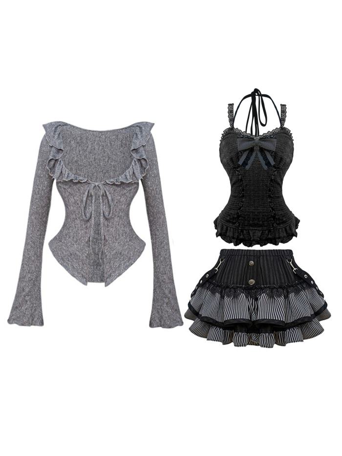 Serendipity ~Twilight Ballad~ Retro Girly Top Cardigan and Skirt