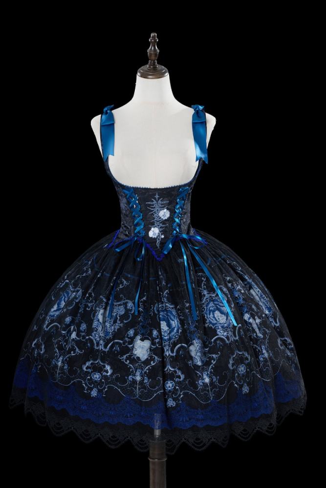 Tantuan ~Linglong Porcelain~ Print Gothic Lolita Corset JSK and Blouse