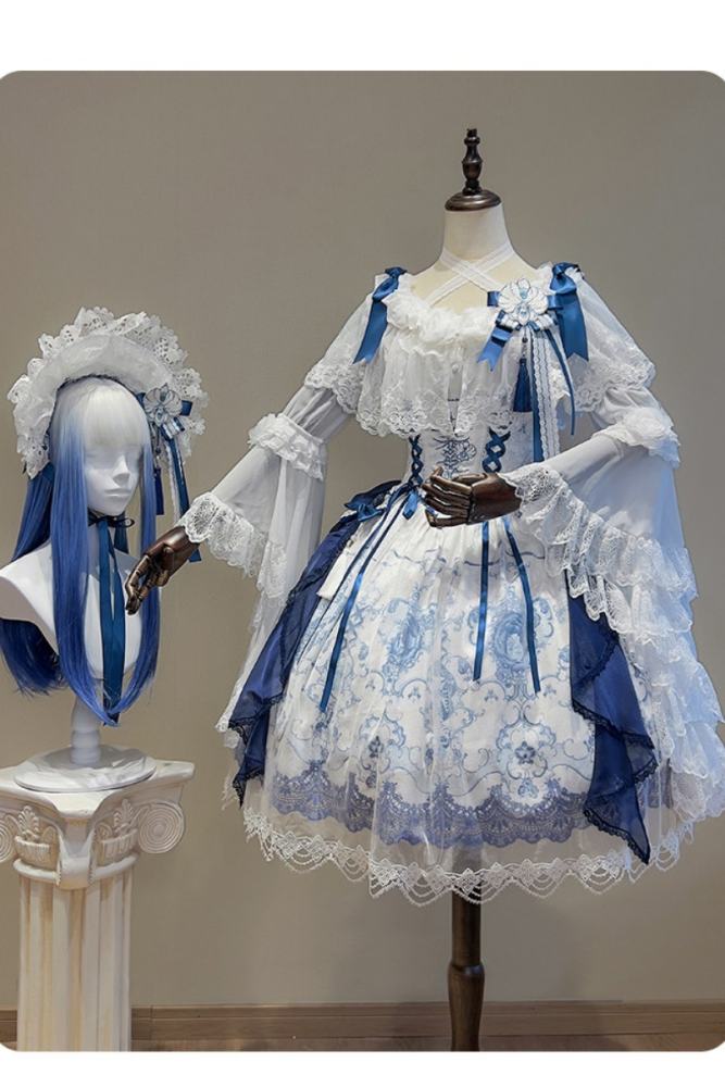 Tantuan ~Linglong Porcelain~ Print Gothic Lolita Corset JSK and Blouse