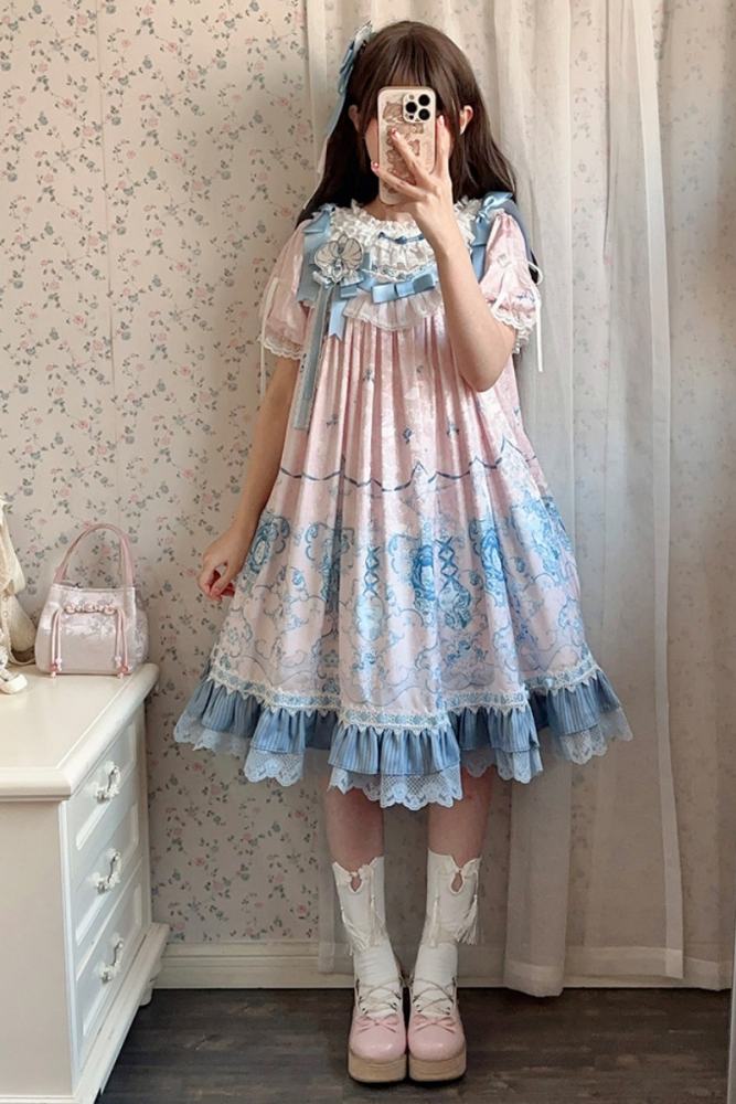 Tantuan ~Linglong Porcelain~ Retro Doll Print Lolita OP