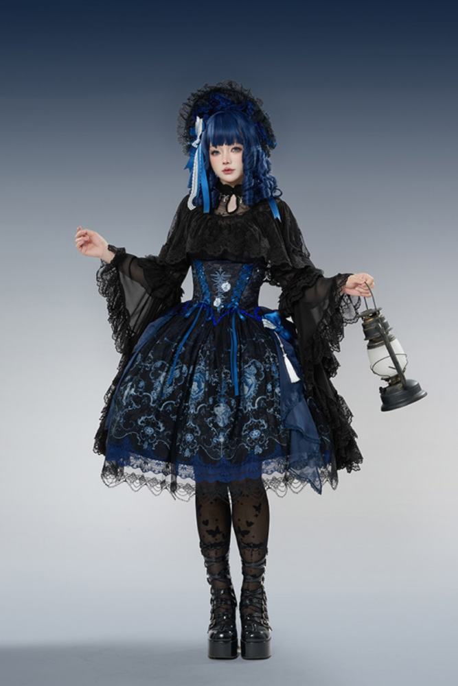 Tantuan ~Linglong Porcelain~ Print Gothic Lolita Corset JSK and Blouse