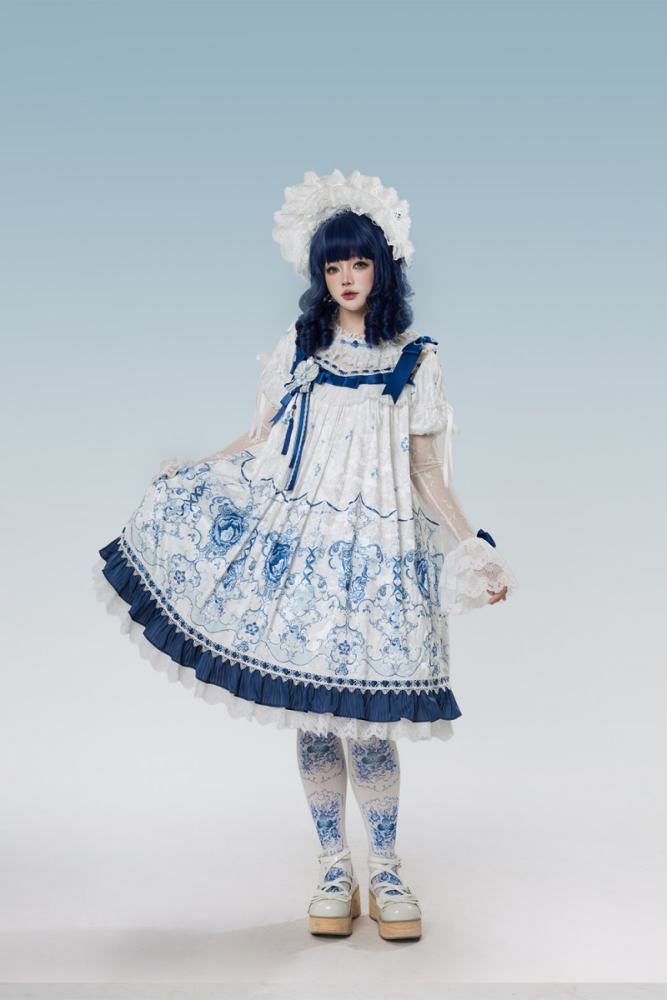 Tantuan ~Linglong Porcelain~ Retro Doll Print Lolita OP