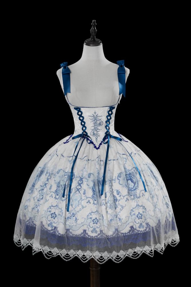 Tantuan ~Linglong Porcelain~ Print Gothic Lolita Corset JSK and Blouse