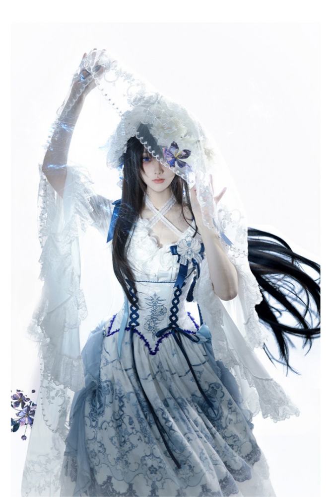 Tantuan ~Linglong Porcelain~ Print Gothic Lolita Corset JSK and Blouse