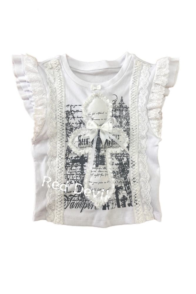 Red Devil ~Dream Angel~ Harajuku Subculture White Top and Skirt