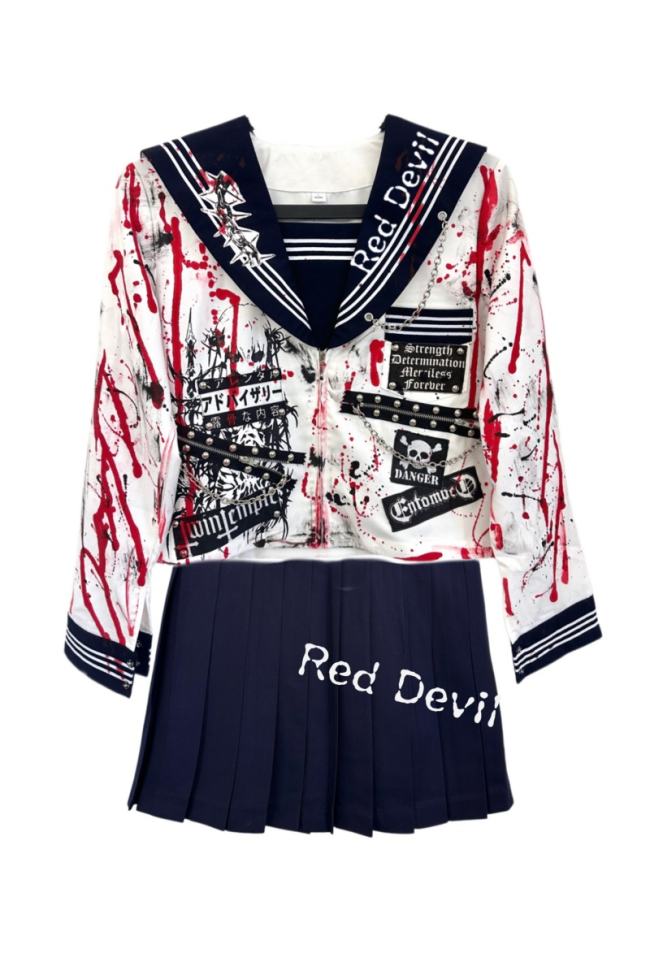 Red Devil Punk Bloody Visual Kei Sailor Uniform