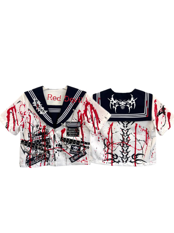 Red Devil Punk Bloody Visual Kei Sailor Uniform