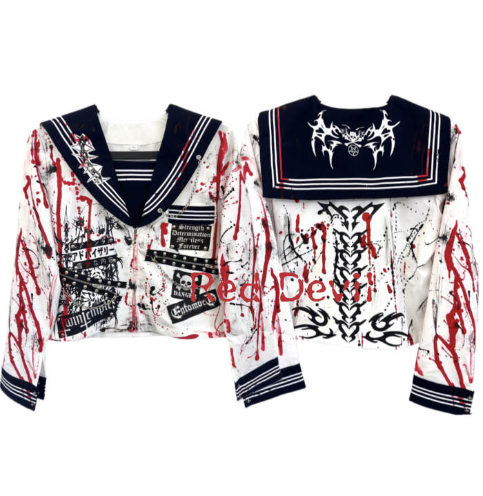 Red Devil Punk Bloody Visual Kei Sailor Uniform