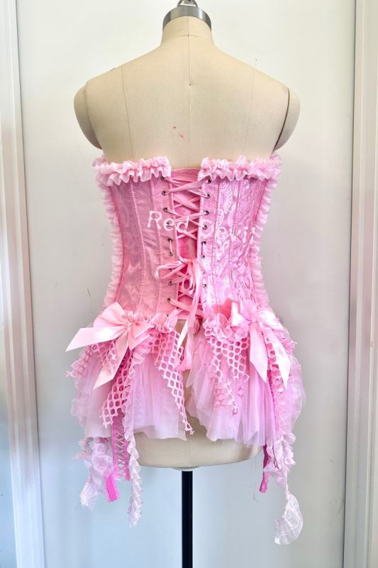 Red Devil Visual Kei Lace Gyaru Style Pink Corset Top