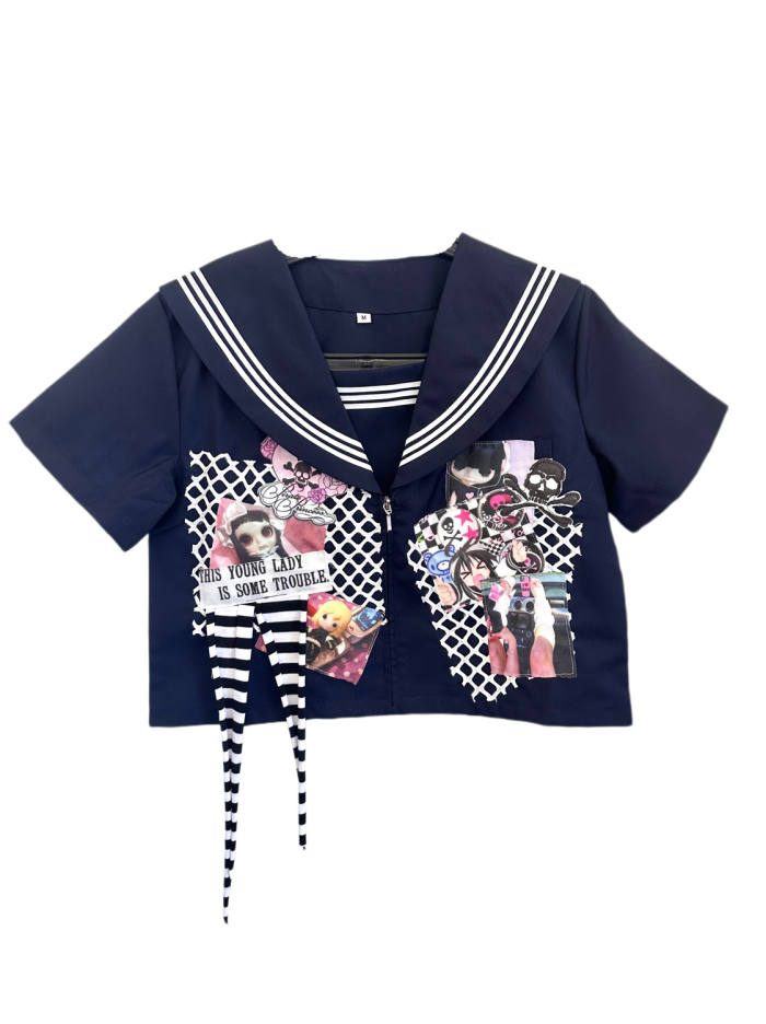 Red Devil Subculture Patchwork Punk Sailor Uniform