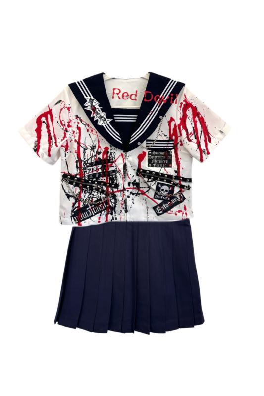 Red Devil Punk Bloody Visual Kei Sailor Uniform