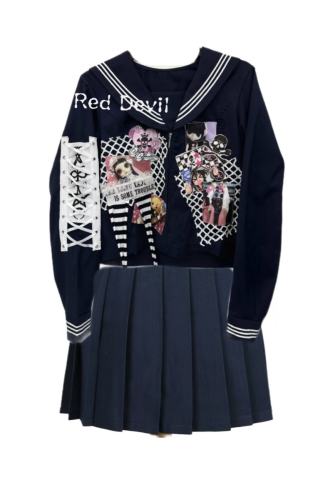 Red Devil Subculture Patchwork Punk Sailor Uniform