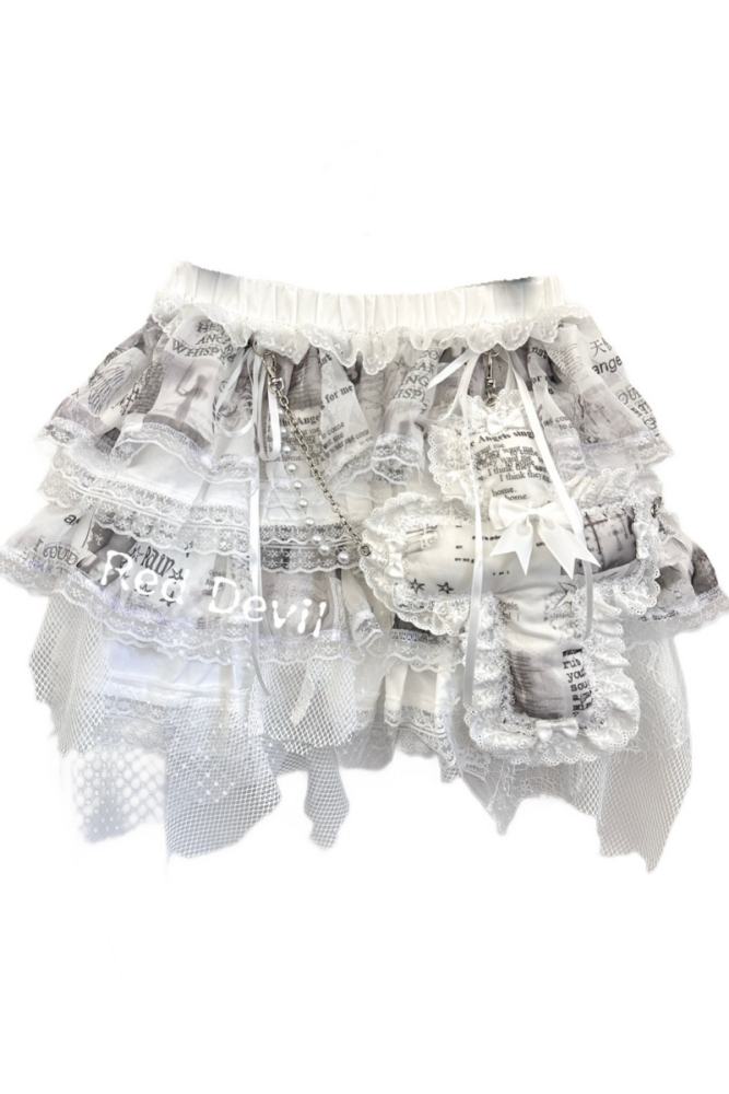 Red Devil ~Dream Angel~ Harajuku Subculture White Top and Skirt