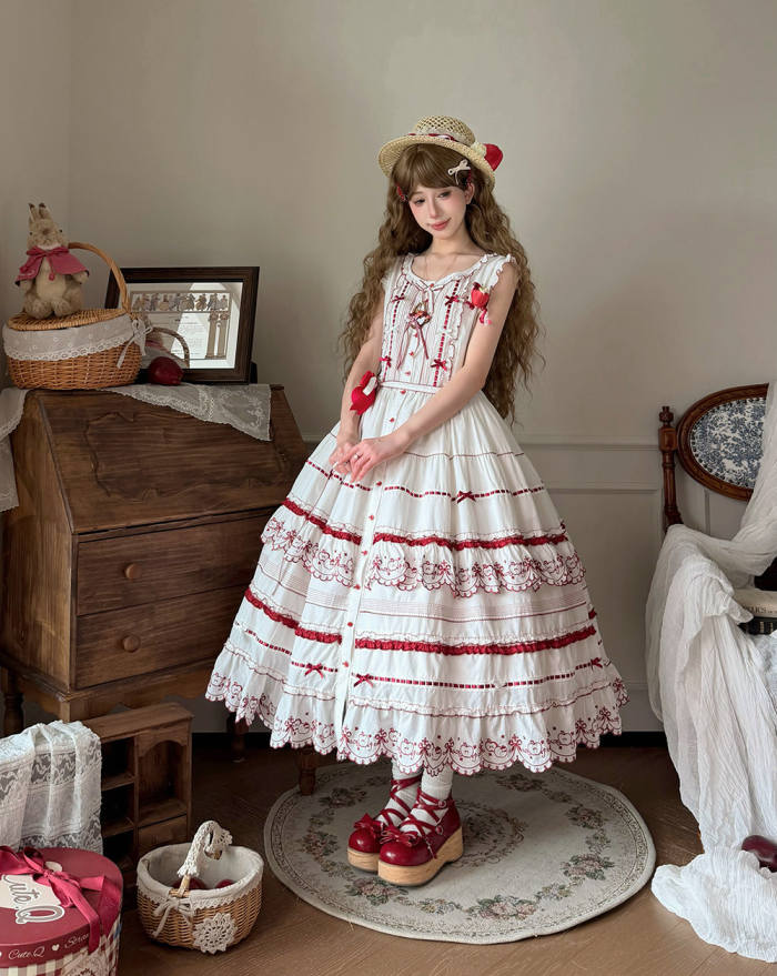 Miss Point ~Four Seasons Orchard~ Country Lolita Cotton Front Opening JSK and Low Waist OP