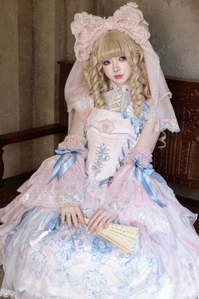 Tantuan ~Linglong Porcelain~ Print Lolita JSK and Extended Sleeves
