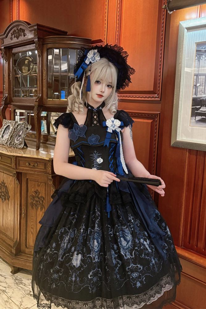 Tantuan ~Linglong Porcelain~ Print Lolita JSK and Extended Sleeves