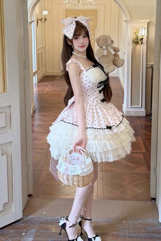 Diamond Honey Polka Dot Retro Girly Jumper Skirt