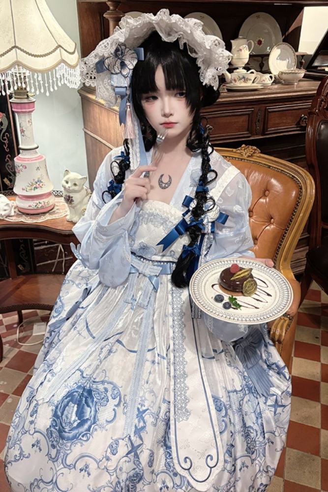 Tantuan ~Linglong Porcelain~ Hanfu Style Empire Waist JSK and Cardigan