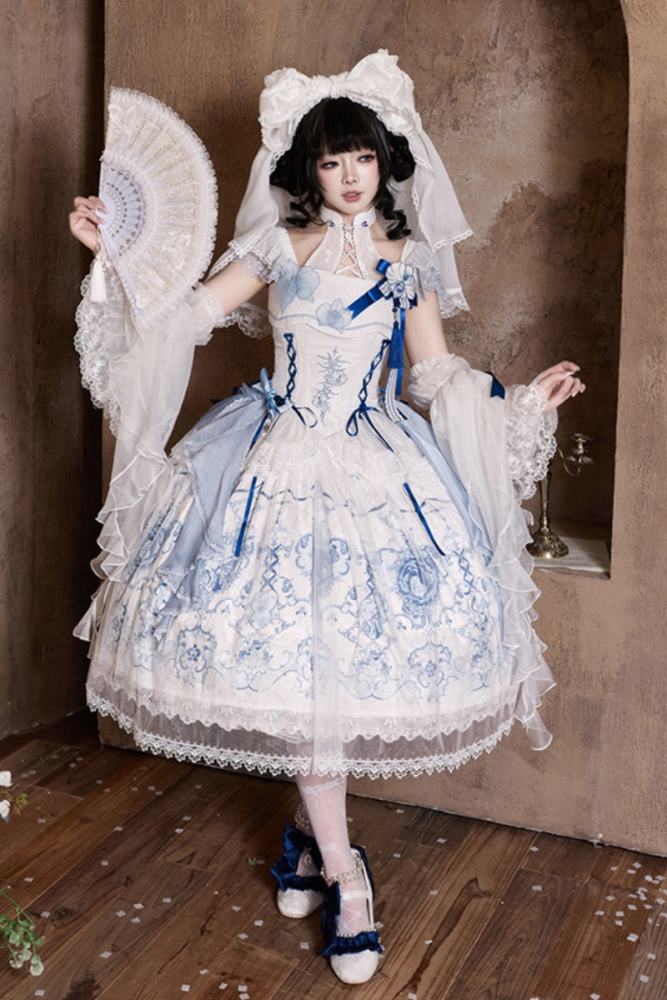 Tantuan ~Linglong Porcelain~ Print Lolita JSK and Extended Sleeves