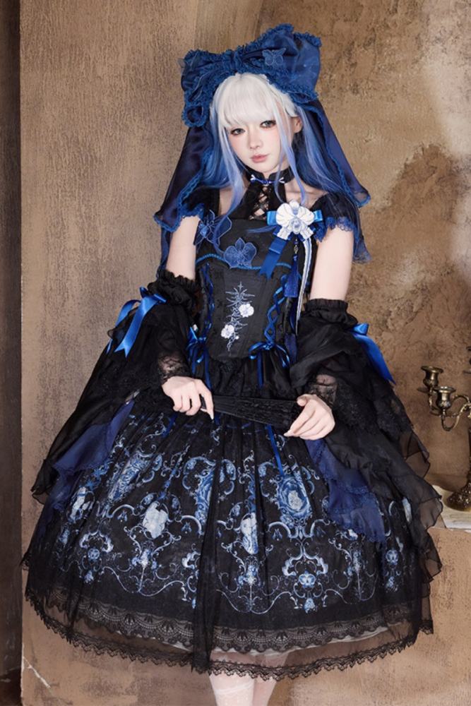 Tantuan ~Linglong Porcelain~ Print Lolita JSK and Extended Sleeves