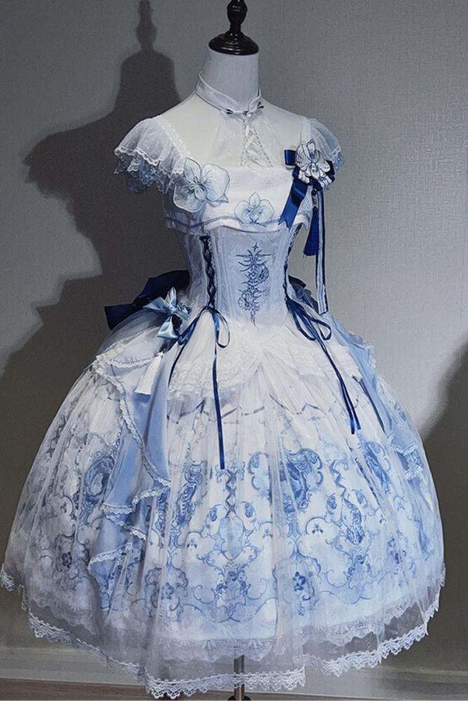 Tantuan ~Linglong Porcelain~ Print Lolita JSK and Extended Sleeves