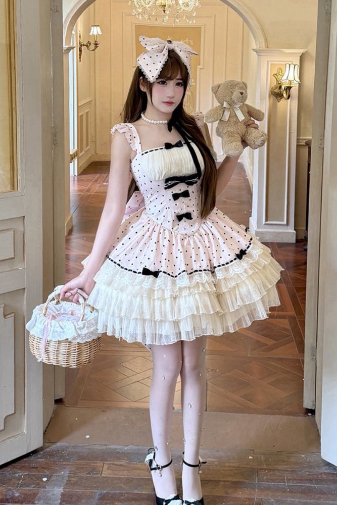 Diamond Honey Polka Dot Retro Girly Jumper Skirt