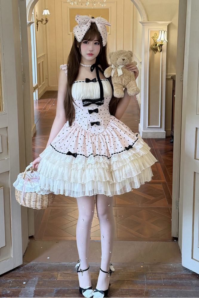 Diamond Honey Polka Dot Retro Girly Jumper Skirt
