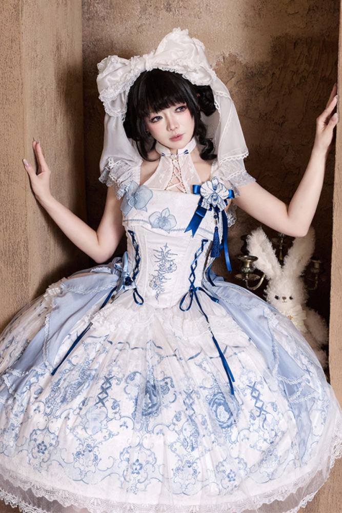 Tantuan ~Linglong Porcelain~ Print Lolita JSK and Extended Sleeves