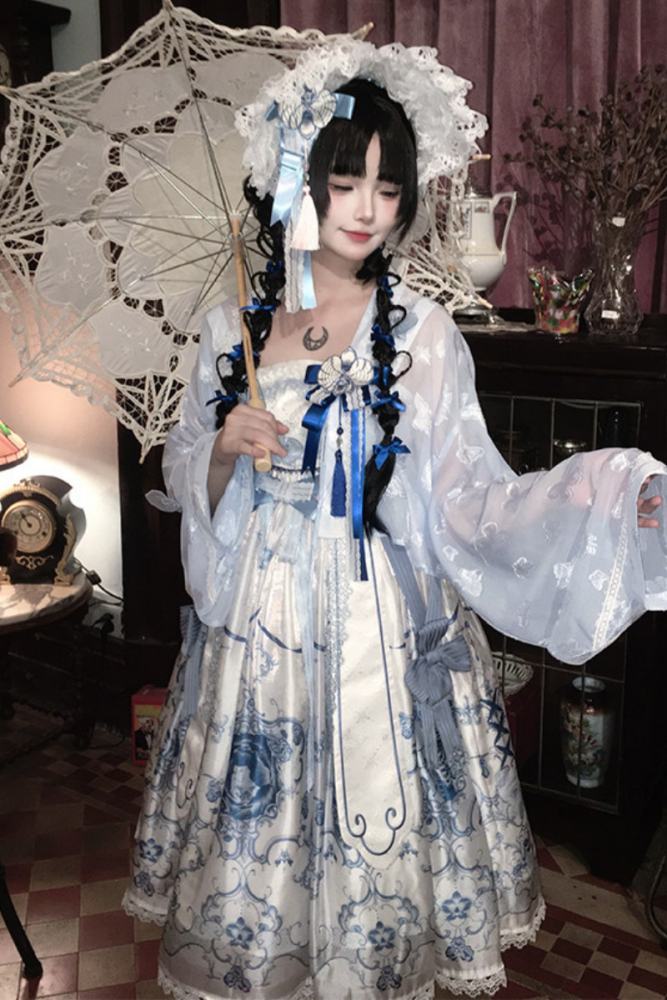 Tantuan ~Linglong Porcelain~ Hanfu Style Empire Waist JSK and Cardigan