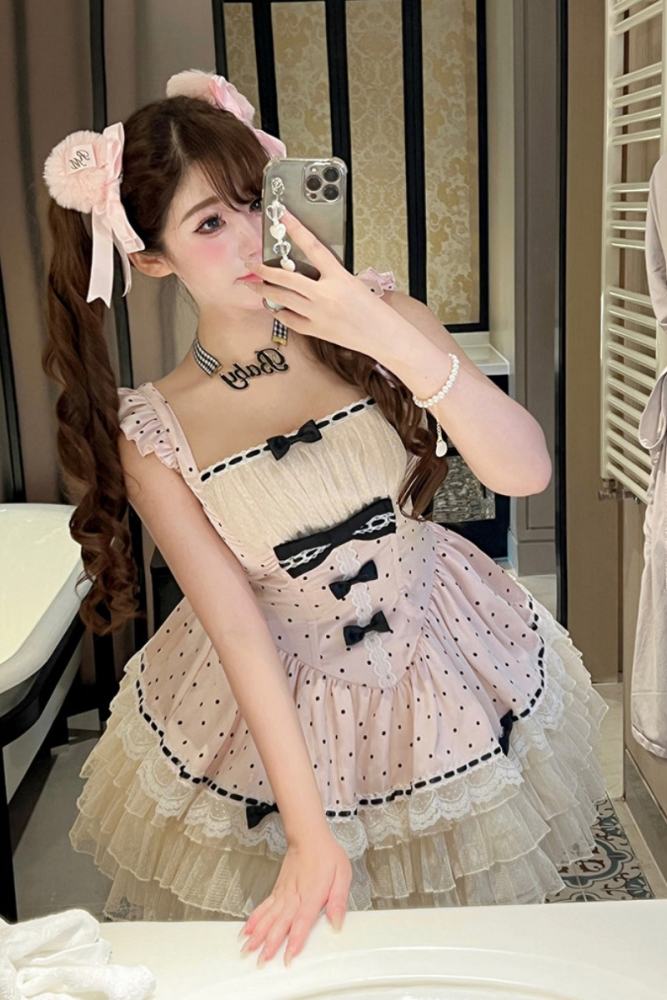 Diamond Honey Polka Dot Retro Girly Jumper Skirt