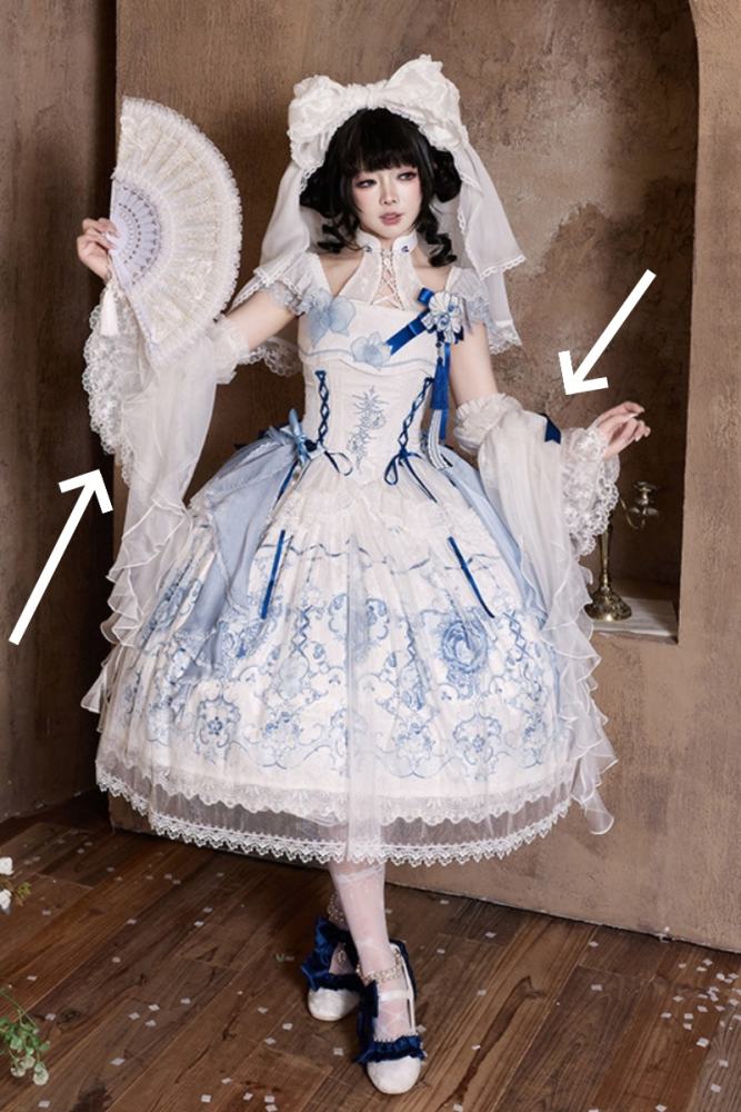 Tantuan ~Linglong Porcelain~ Print Lolita JSK and Extended Sleeves