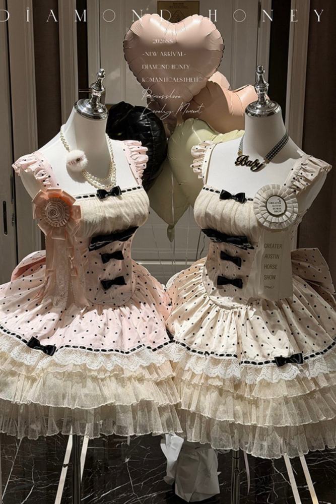 Diamond Honey Polka Dot Retro Girly Jumper Skirt