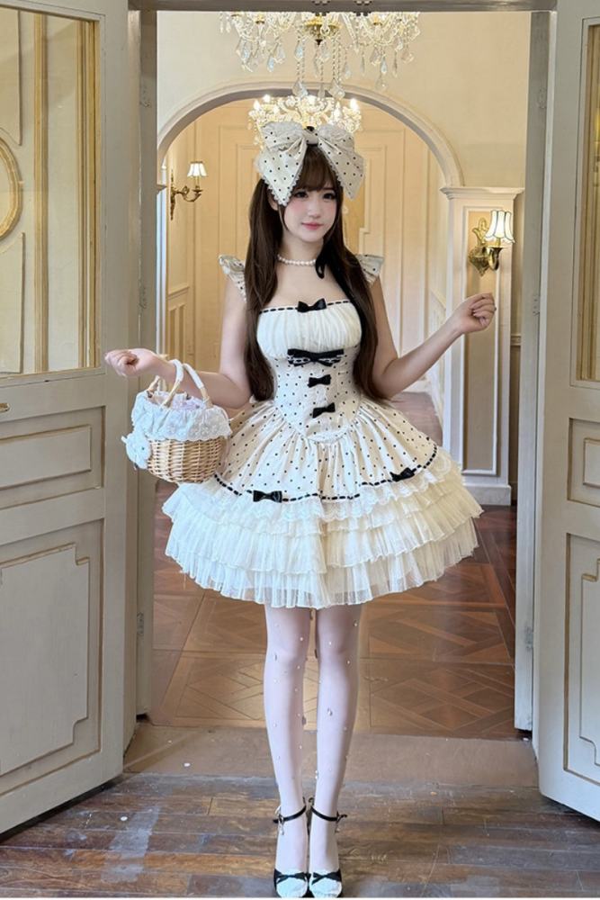 Diamond Honey Polka Dot Retro Girly Jumper Skirt