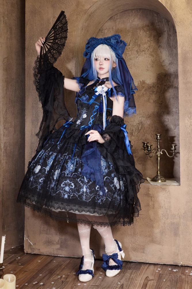 Tantuan ~Linglong Porcelain~ Print Lolita JSK and Extended Sleeves
