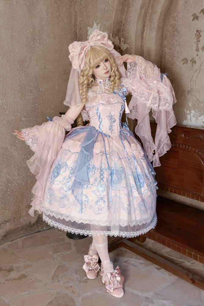 Tantuan ~Linglong Porcelain~ Print Lolita JSK and Extended Sleeves