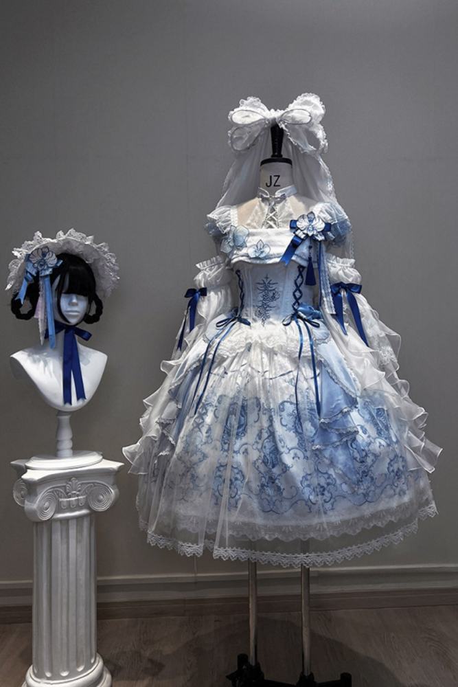 Tantuan ~Linglong Porcelain~ Print Lolita JSK and Extended Sleeves
