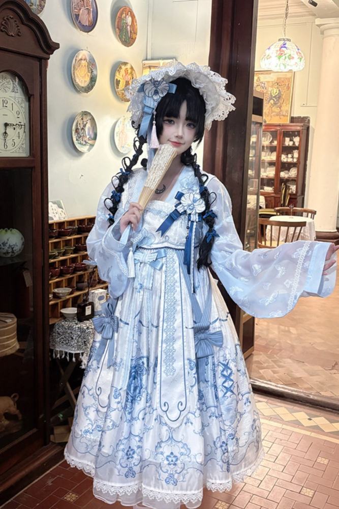 Tantuan ~Linglong Porcelain~ Hanfu Style Empire Waist JSK and Cardigan