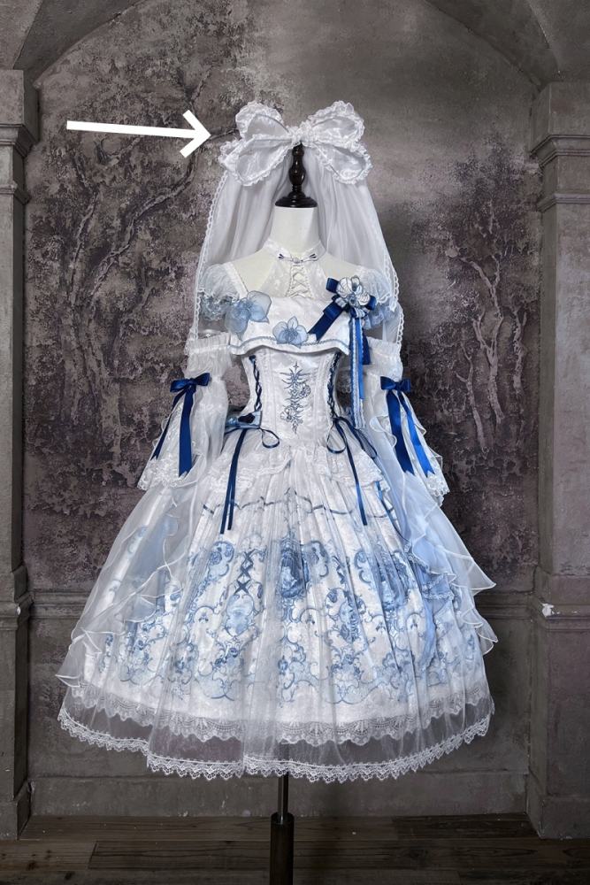 Tantuan ~Linglong Porcelain~ Lolita Bonnet Brooch and Head Veil