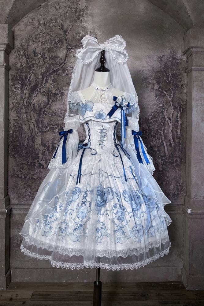 Tantuan ~Linglong Porcelain~ Print Lolita JSK and Extended Sleeves