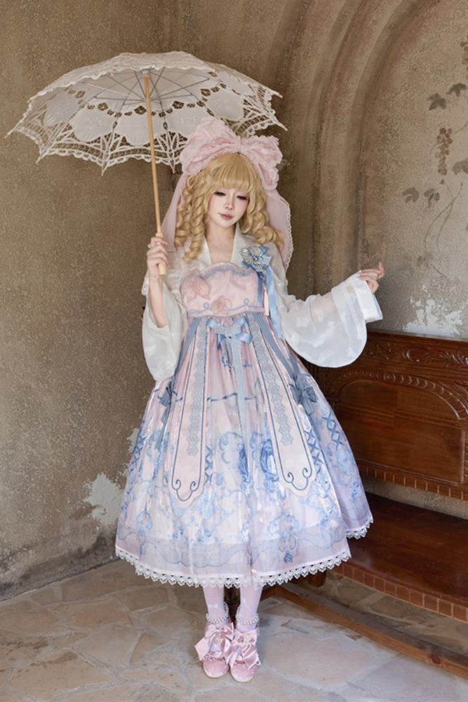 Tantuan ~Linglong Porcelain~ Hanfu Style Empire Waist JSK and Cardigan
