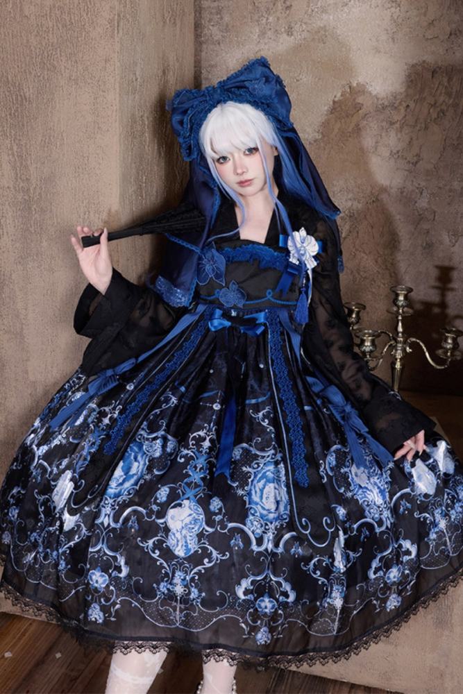 Tantuan ~Linglong Porcelain~ Hanfu Style Empire Waist JSK and Cardigan