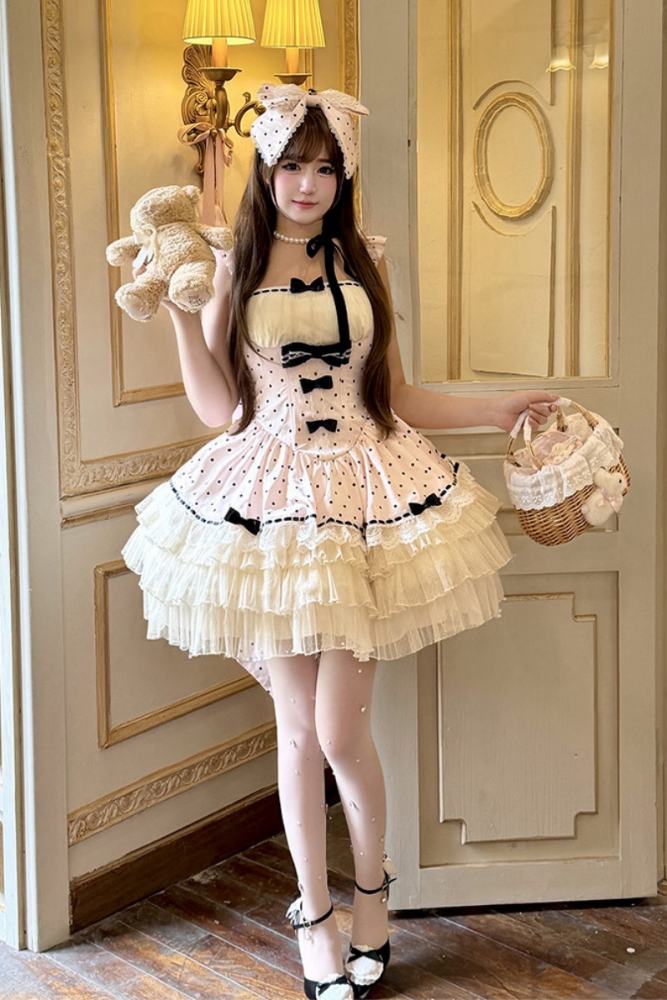 Diamond Honey Polka Dot Retro Girly Jumper Skirt