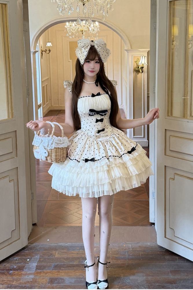 Diamond Honey Polka Dot Retro Girly Jumper Skirt