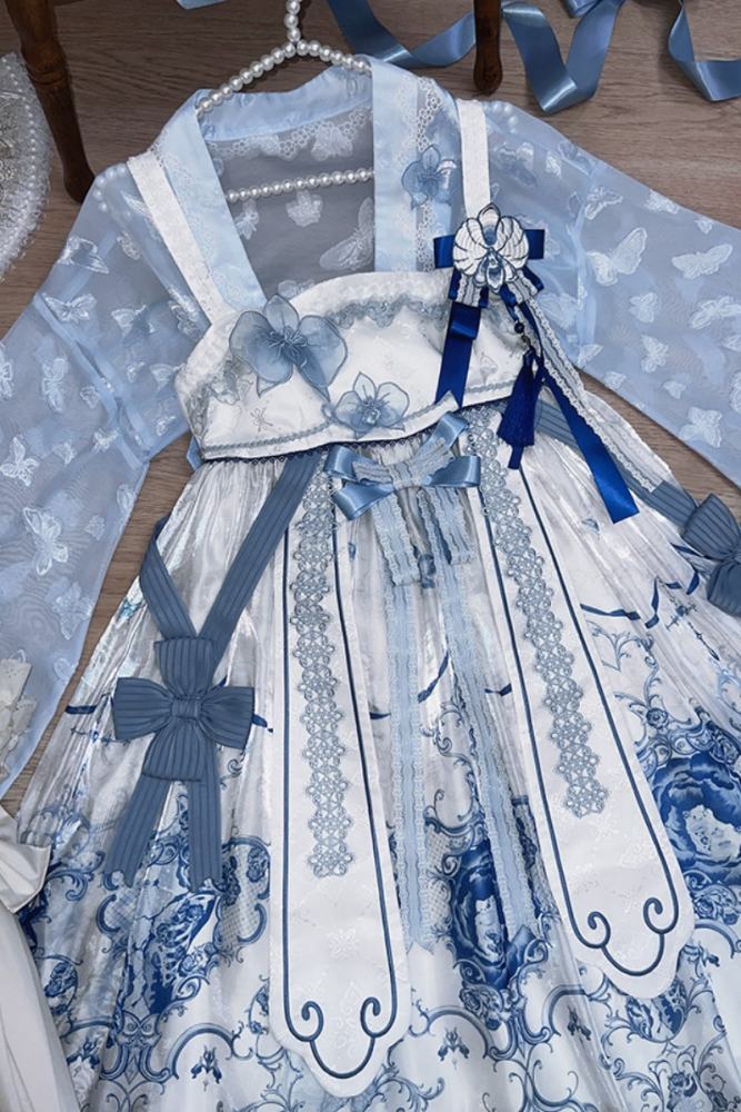 Tantuan ~Linglong Porcelain~ Hanfu Style Empire Waist JSK and Cardigan
