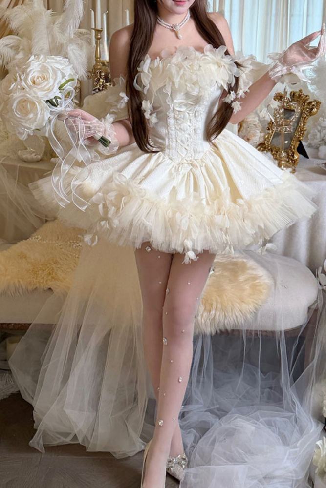 Diamond Honey Apricot Wedding Gown Dress and Skirt