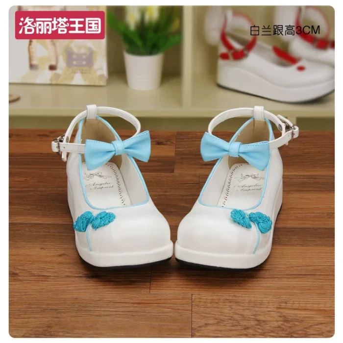 Angelic Imprint- Elegant Bow Embroidery Qi Lolita High Platform Shoes