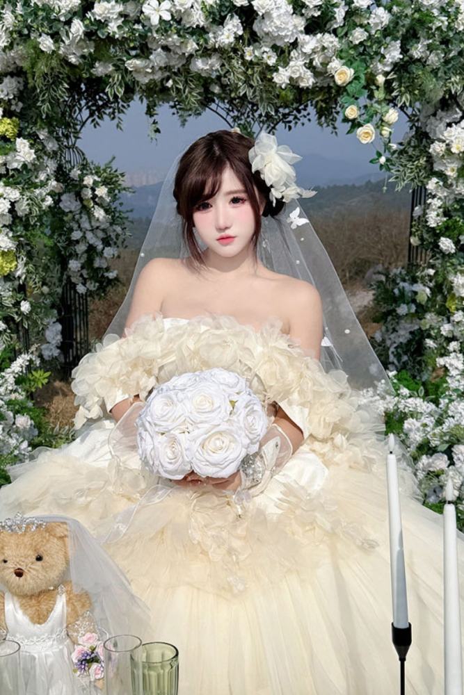 Diamond Honey Apricot Wedding Gown Dress and Skirt