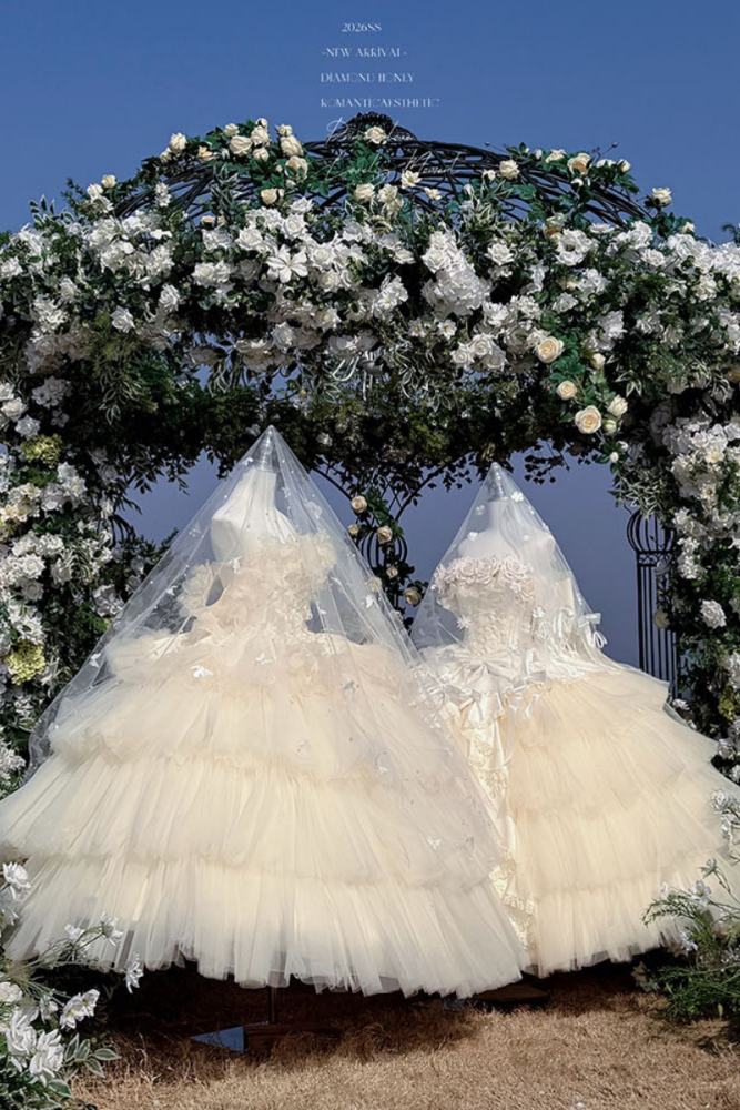 Diamond Honey Apricot Wedding Gown Dress and Skirt