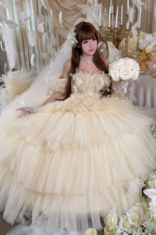 Diamond Honey Apricot Wedding Gown Dress and Skirt